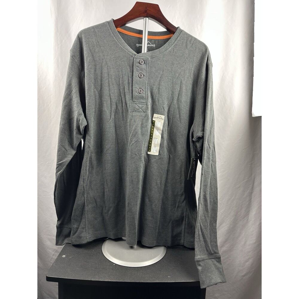 NWT Eddie Bauer Men’s Knit Long Sleeve Charcoal Gray Shirt Size XL